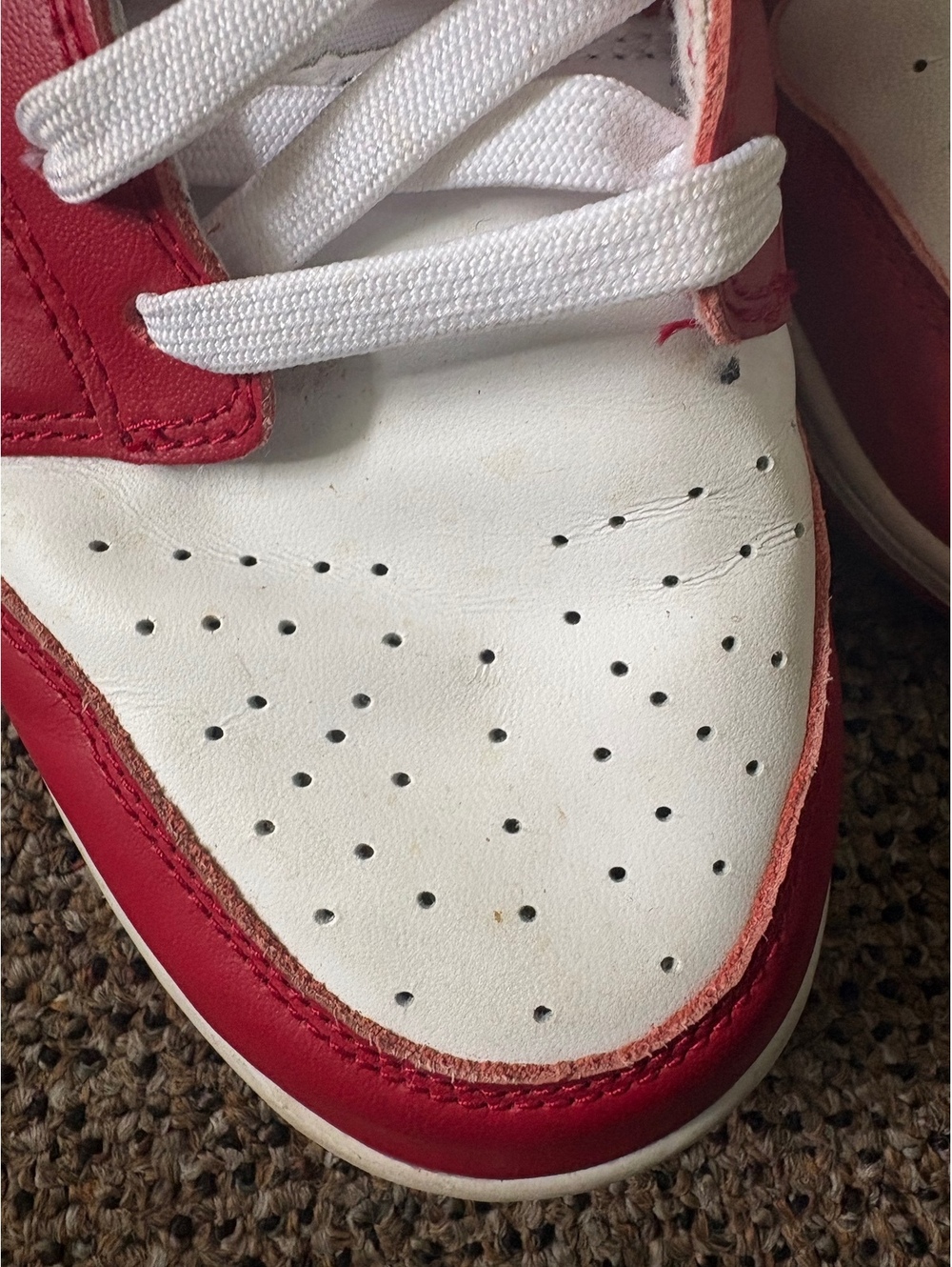 Nike Dunk Low Red and White Sneakers - Picture 8 of 8